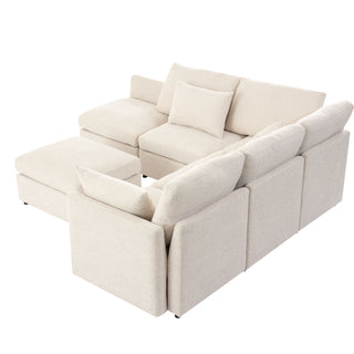 Sectional Sofa Modular U-Shaped With Ottoman & USB Ports