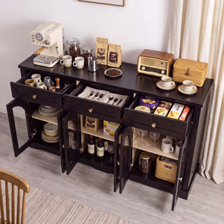 Sideboard Cabinet With 3 Drawers And 6 Arched Glass Doors