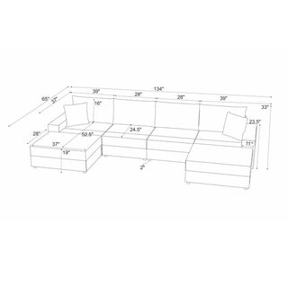 Sectional Sofa With 2 Ottomans And Toss Pillows