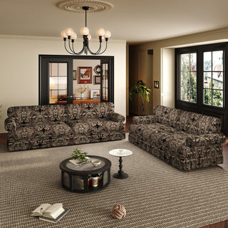 Luxuriously Comfortable Cloud Couch Sofa With Elegant Rolled Arms & Pleated Skirt Design