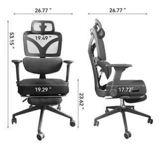 Zero Gravity Ergonomic Office Chair With 145° Recline, 3D Headrest - Black