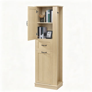 Modern Tall Storage Cabinet With Tilt-Out Compartment, Adjustable Shelves
