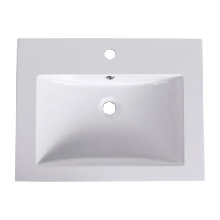 Bathroom Vanity Top With Integrated Sink, Center Basin, 1 Piece Countertop With Pre Drilled Faucet Hole - Glossy White