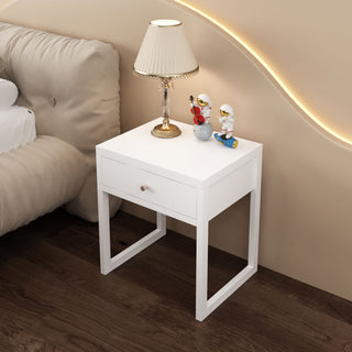 Nightstand With Drawer, Minimalist Bedside Table, Compact End Table For Bedroom - White