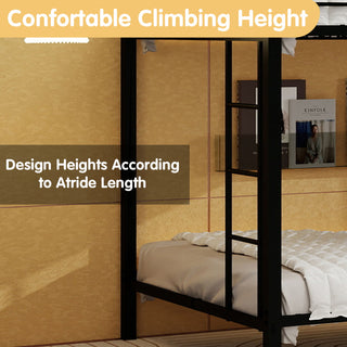Bunk Bed For Kids, Convertible Frame With Ladders & Guardrail