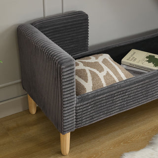 Upholstered Corduroy Flip Top Storage Bench For Living Room