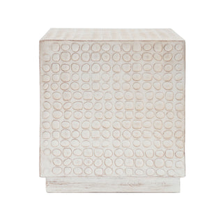 Chic Modern Mgo Cube Side Table With Fluted Design - Antique Brown