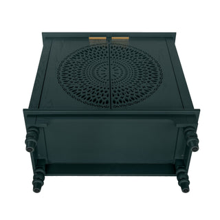 Hollow Carved 2 Door Accent Cabinet With Adjustable Shelf, Sideboard Buffet For Entryway, Living Room Or Bedroom - Blackish Green