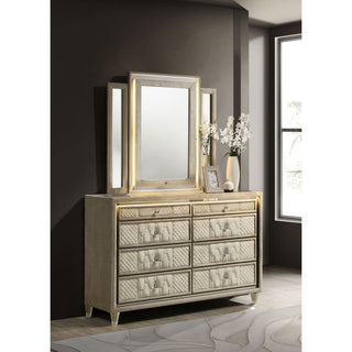 Mika - 8 Drawer LED Dresser With Mirror - Ivory
