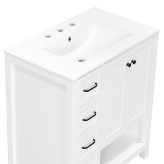 Bathroom Vanity With Sink Top, Bathroom Vanity Cabinet With 2 Doors And 2 Drawers, Open Shelf
