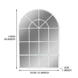 Handmade Arched Mirror, Windows Design For Entryway - White