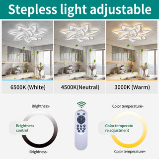 32" Flower Ceiling Fan With LED Dimmable Light, Low Profile Flush Mount Fan With Remote Control, 6 Speeds