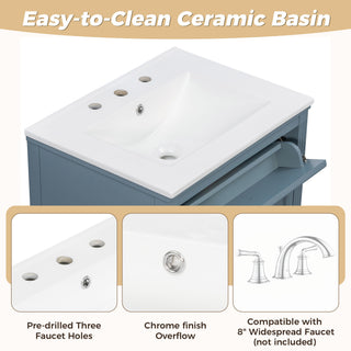 Freestanding Bathroom Vanity With Sink, Soft Close Door, Tip Out Drawer