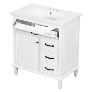 Bathroom Vanity With Sink Top, Flip Drawers, Adjustable Shelf