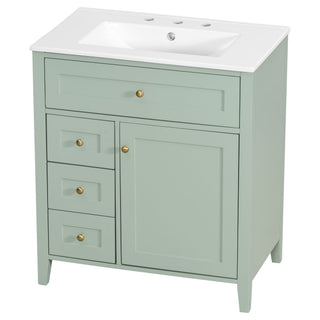 Modern Bathroom Vanity With Sink, 3 Drawers And Adjustable Shelf