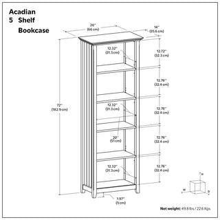 Acadian - 5 Shelf Bookcase, Handcrafted