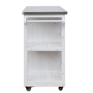 Outdoor Kitchen Island Prep Station With Lockable Wheels, Ample Storage, Towel & Spice Racks