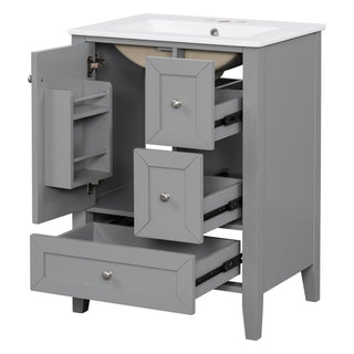 Modern Bathroom Vanity With Sink, Freestanding Cabinet With Drawers And Shelves