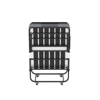 Twin Folding Bed With Memory Foam Mattress, On Wheels, Portable Bed For Adults & Guests - Black