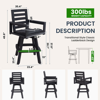 5 Piece Outdoor Bar Set With Table And Swivel Stools - Carbon / Ember Black