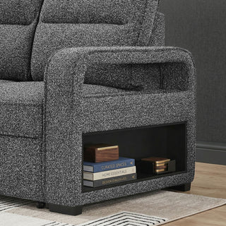 Mitchell - Reversible Sofabed With Storage Chaise, USB And Cup Holders - Dark Gray