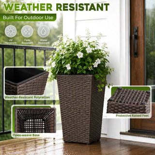 Solhome - Indoor / Outdoor Decorative Planter With Removable Insert (Set of 2) - Brown Ebony