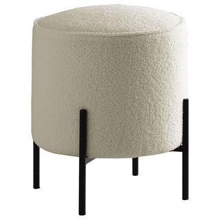 Round Upholstered Ottoman - Beige