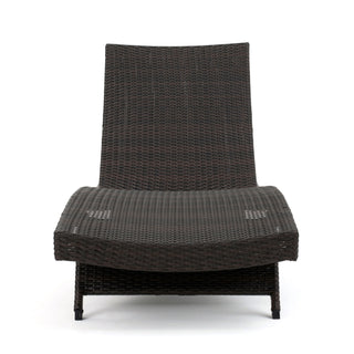 Salem - Wicker Chaise Lounge Adjustable Rattan Outdoor Chair Set - Brown Multi