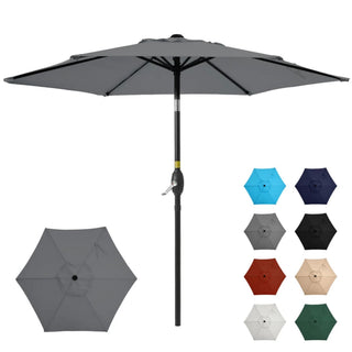 Umbrella With Crank Lift & Tilt, UV-Resistant Canopy For Patio