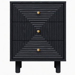 3 Drawer Nightstand - Black - Wood