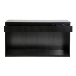 Fluted Console Table With 3 Drawers, Long Sofa Table Behind Couch For Living Room - Black