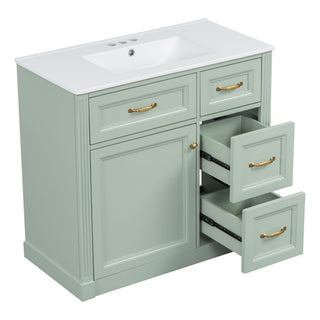 Modern Bathroom Vanity With Sink, 4 Drawers, Soft-Close Door, Adjustable Shelf