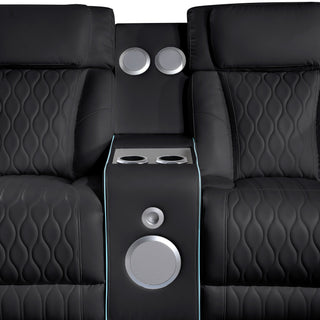 Electra - Power Recliner Sectional Sofa With Power Headrests, Console Loveseats, Wedge, LED Light Strip, Speakers