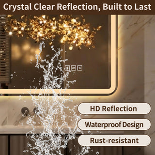 24" X 32" Rectangular Front Lighted And Backlit LED Bathroom Mirror With Anti Fog - Clear