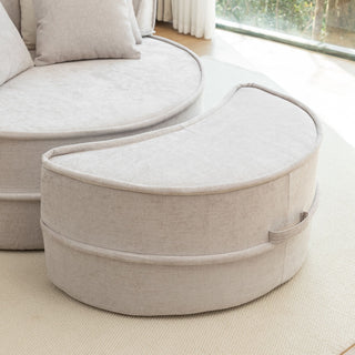 Modern Oversized Round Barrel Accent Chair With Ottoman