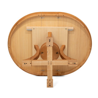 Extendable Round Dining Table, Adjustable Length, Construction With Space Saving Design - Natural Wood