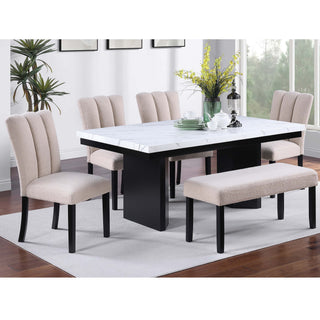 2 Tone Dining Table Set With Upholstered Side Chairs