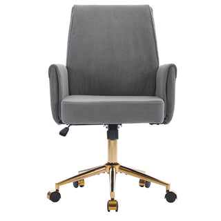 Ergonomic Mid-Back Office Chair With Striped Fabric - Gray