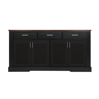 Fluted Sideboard Buffet Cabinet With 4 Doors And 3 Drawers