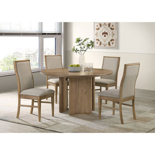 Dreydon - Round Dining Table With Textured Tripod Base - Light Brown