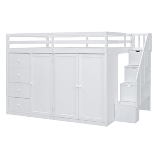 Loft Bed With Built In Wardrobes, Cabinets And Drawers