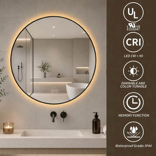 Round Framed Dimmable ED Bathroom Mirror With Anti Fog