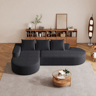 Modern Curved Sofa, L-Shaped Modular Sectional Set With 3 Pillows