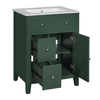 Bathroom Vanity With Basin, Rectangular Cabinet With 2 Drawers And Soft Closing Door