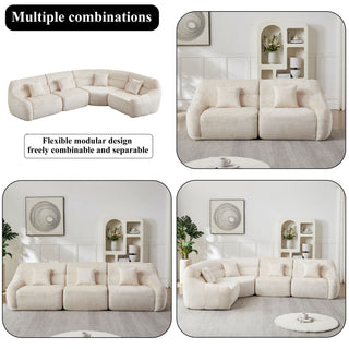 Luxury Curved Corner Sectional Sofa With 4 Pillows