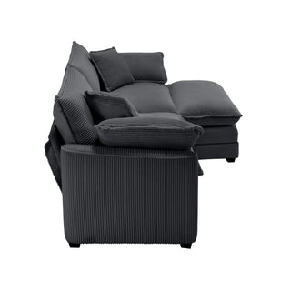 Modular Oversized Cushion Sofa With Ottoman, Low Back, Deep Seating Sofa Set