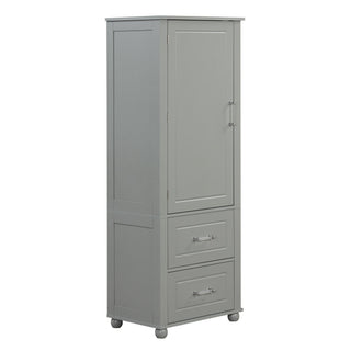 Tall Freestanding Bathroom Storage Cabinet With 2 Drawers And Adjustable Shelf