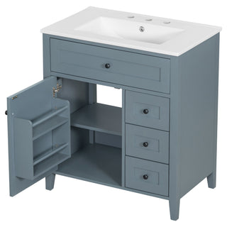 Bathroom Vanity With Sink, 3 Drawers And Adjustable Shelf