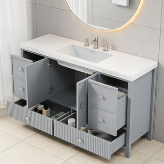 Bathroom Vanity With Separate Sink, Soft Close Doors And 4 Drawers