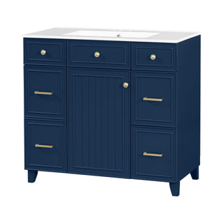 Bathroom Vanity With Ceramic Sink, Soft Close Doors, Adjustable Shelves